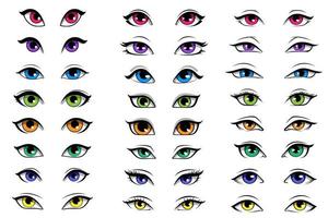 Girly Character - Cartoon Eye Shapes. Vector Illustration