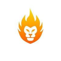 plantilla logo cabeza cara fuego león vector