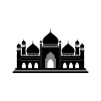 Large Muslim mosque, a place of worship to Allah, vector icon silhouette mosque sign of Islam