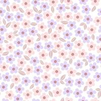 Seamless pattern with small pink and lilac flowers on a white background vector