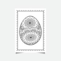 Coloring page for adult and children. Floral abstract Easter egg. Black and white Vector illustration.