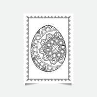 Floral Easter egg on white background. Coloring page for children and adult. Vector illustration.