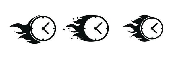 conjunto de iconos de reloj. icono de reloj de efecto de fuego. vector