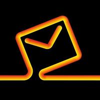 Continuous line of mail, chat and correspondence. 3d vector neon icon. Cartoon minimal neon style. Unique simple linear tube.