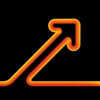 Upward arrow form continuous line. 3d vector neon icon. Cartoon minimal neon style. Unique simple linear tube.