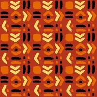 Geometric ethnic seamless pattern in orange and black color combination. vector