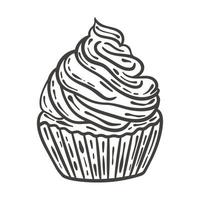 Cream cake doodle style vector isolated illustration