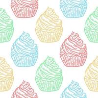 Multicolored cake with cream seamless pattern vector illustration