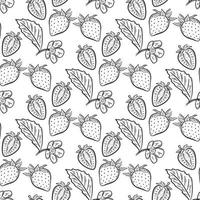 Berries strawberry flowers and leaves seamless pattern vector