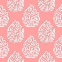 White cakes on pink background seamless pattern vector