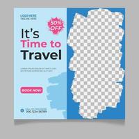 Traveling social media post banner template design, Tour travel holiday tourism marketing social media post vector