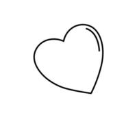 Contour black-and-white drawing of a heart. Vector illustration.