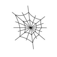 Contour black-and-white drawing of a spider web. Vector illustration.