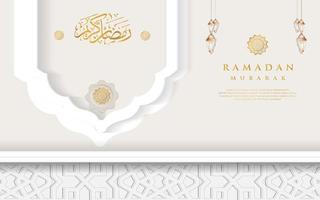 ramadan kareem  background luxury calligraphy with  ornamental with islamic pattern and lantern premium vector