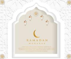 Ramadan mubarak background luxury ornamental with islamic pattern and lantern premium vector