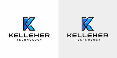 Letter K monogram technology logo design. vector