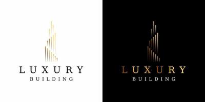 Luxury building logo design on a white and dark background. vector