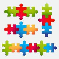 Ilustración de vector de piezas de rompecabezas de colores. piezas de rompecabezas abstractas aisladas en un fondo blanco. vector de icono de diseño de rompecabezas.