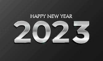 Silver Happy New Year 2023. Twenty Twenty Three vector design.