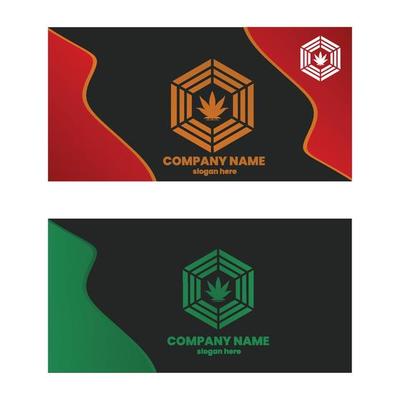 marijuana leaf shape logo and shield