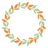 Simple leaves wreath isolated on white background. vector