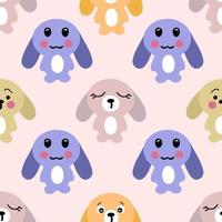 Hand drawn Easter bunnies seamless pattern. Perfect for T-shirt, textile and print. Doodle vector illustration for decor and design.
