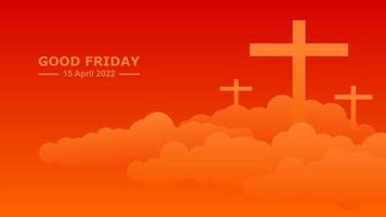 Good Friday. Crucifixion Of Jesus Christ illustration. Cross at sunset. You can use this asset for background your content like as Worship, Card, Banner, Live Streaming, Presentation, Webinar anymore. vector