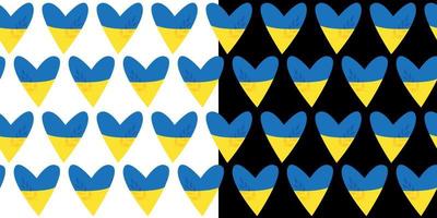 Seamless pattern hearts of Ukraine. Yellow-blue flag of Ukraine. Simple repeat pattern. Vector illustration.