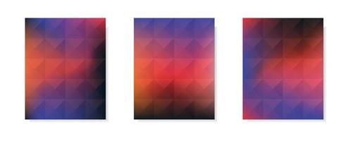 set of abstract multicolor gradient vector cover backgrounds. Triangle pattern design with crystal shape style for business brochure background, card, wallpaper, poster and graphic design.