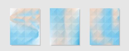 set of abstract blue orange multicolor gradient vector cover backgrounds. Triangle pattern design with crystal shape style for business brochure background,  wallpaper, poster and graphic design.