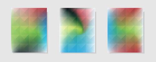 set of abstract multicolor gradient vector cover backgrounds. Triangle pattern design with crystal shape style for business brochure background, card, wallpaper, poster and graphic design.