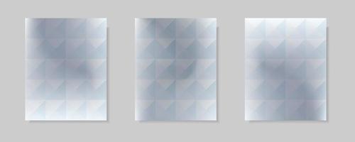 set of abstract gray and white gradient vector cover backgrounds. Triangle pattern design with crystal shape style for business brochure background, card, wallpaper, poster and graphic design.