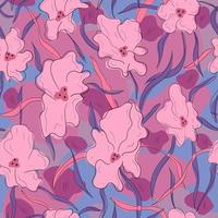 Seamless pattern background with abstract flowers, leaves vector