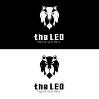 cabeza de león para los signos del zodiaco leo en silueta estilo de dibujos animados safary hunter club mascot logo design vector