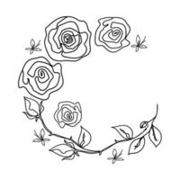 Frame doodle rose outline vector