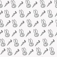 Seamless pattern with cute bunnies in doodle style, Vector background for children.