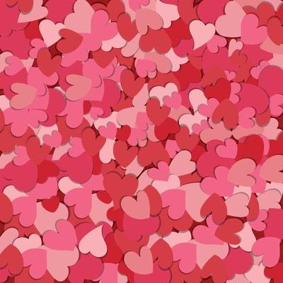 Mother day, Woman day, Valentine day background. Flatlay banner with group of paper art in hearth shape. Top view of heart confetti. Flat design vector illustration.