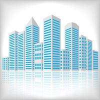 City skylines background. Flat building perspective illustration. Downtown structure. Cityscape scene. Metropolis business office tower.