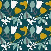 Botanical green vector seamless pattern for backdrop or decor