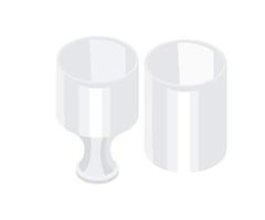 Isometric style illustration of a glasses and cups vector