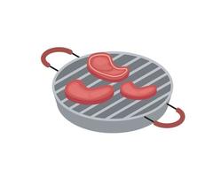 Isometric style illustration of meat on a grill