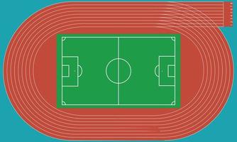 Running track and football arena top view of sport stadium, Running track background vector