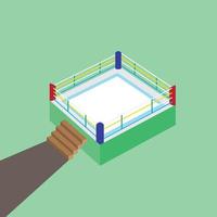 Boxing stadium isometric design on green background vector