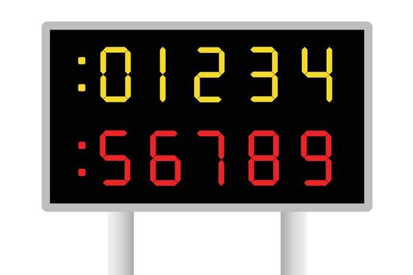 Numbers display scoreboard, Set of digital numbers