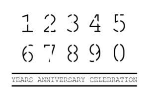 Set of number, Anniversary celebration, Black number on white background vector