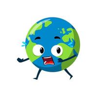 Earth running scared mascot character illustration vector