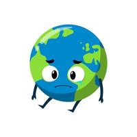 Earth sad unhappy mascot character illustration vector