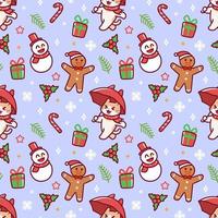 Cute christmas cat seamless pattern vector