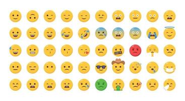 set of cute emoji emoticon vector