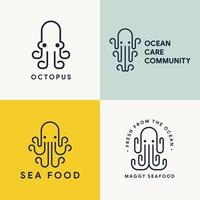 set of octopus logo collection template vector